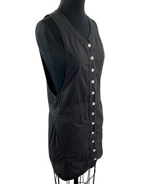 ROGAN for TARGET Black Organic Cotton Sleeveless Button Down Sheath Dress Sz XS